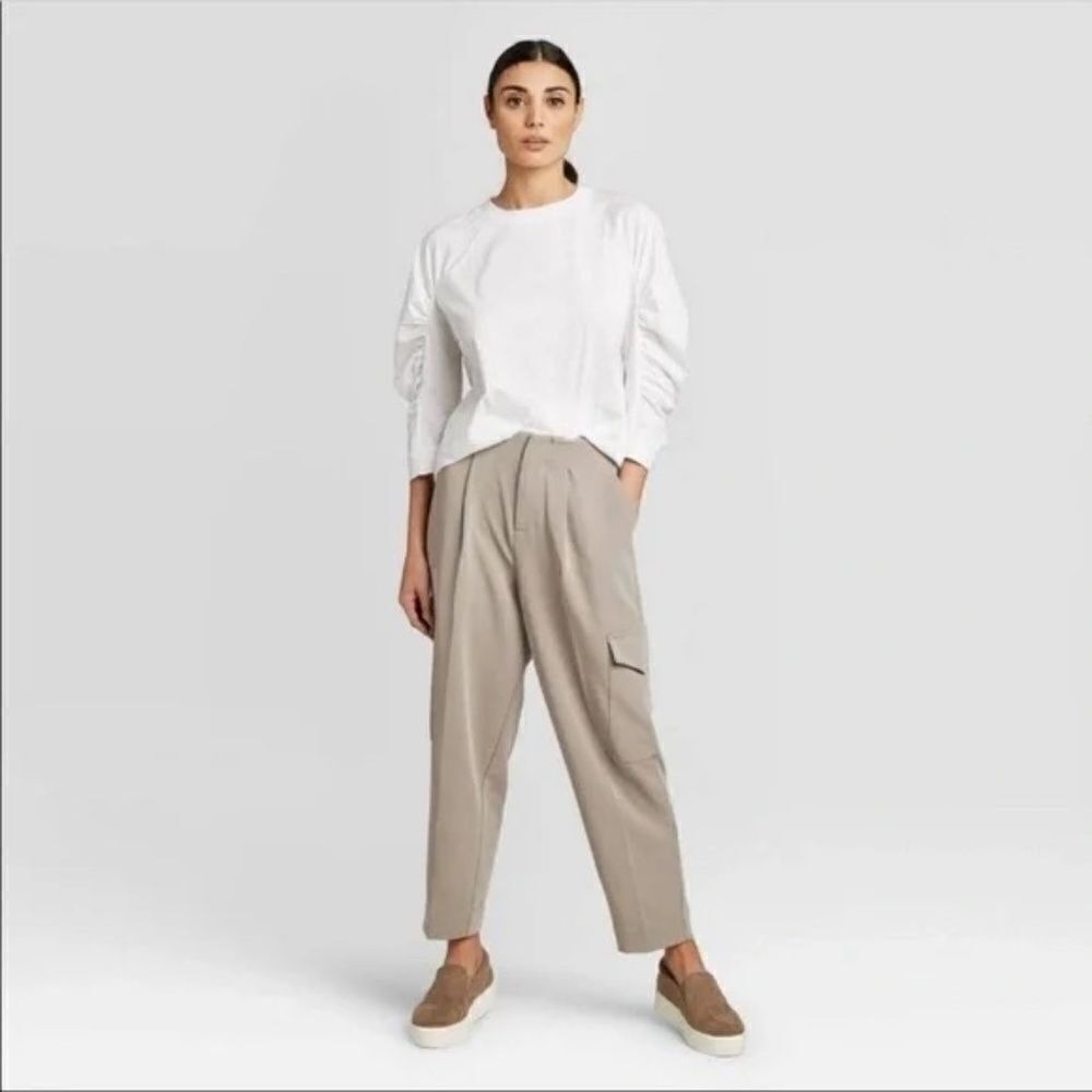 Prologue Womens Neutral Ankle Length Casual Cargo Trouser Pants, Plus 14 - Picture 14 of 14